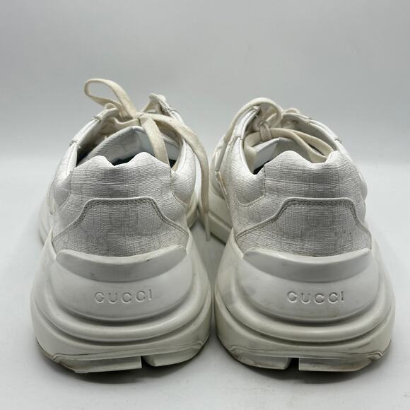 GUCCI Exclusive Rhyton GG Monogram Logo Chunky Sneakers White Sz US 10.5 - Picture 5 of 8